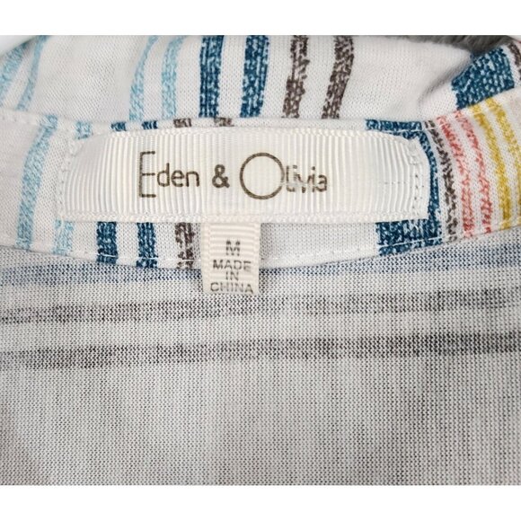 Eden & Olivia Shirt0 Womens Medium Striped Casual Button Up Sleeveless Blouse - Picture 3 of 12